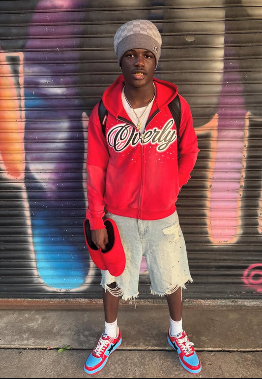OVERLY RED ZIP UP