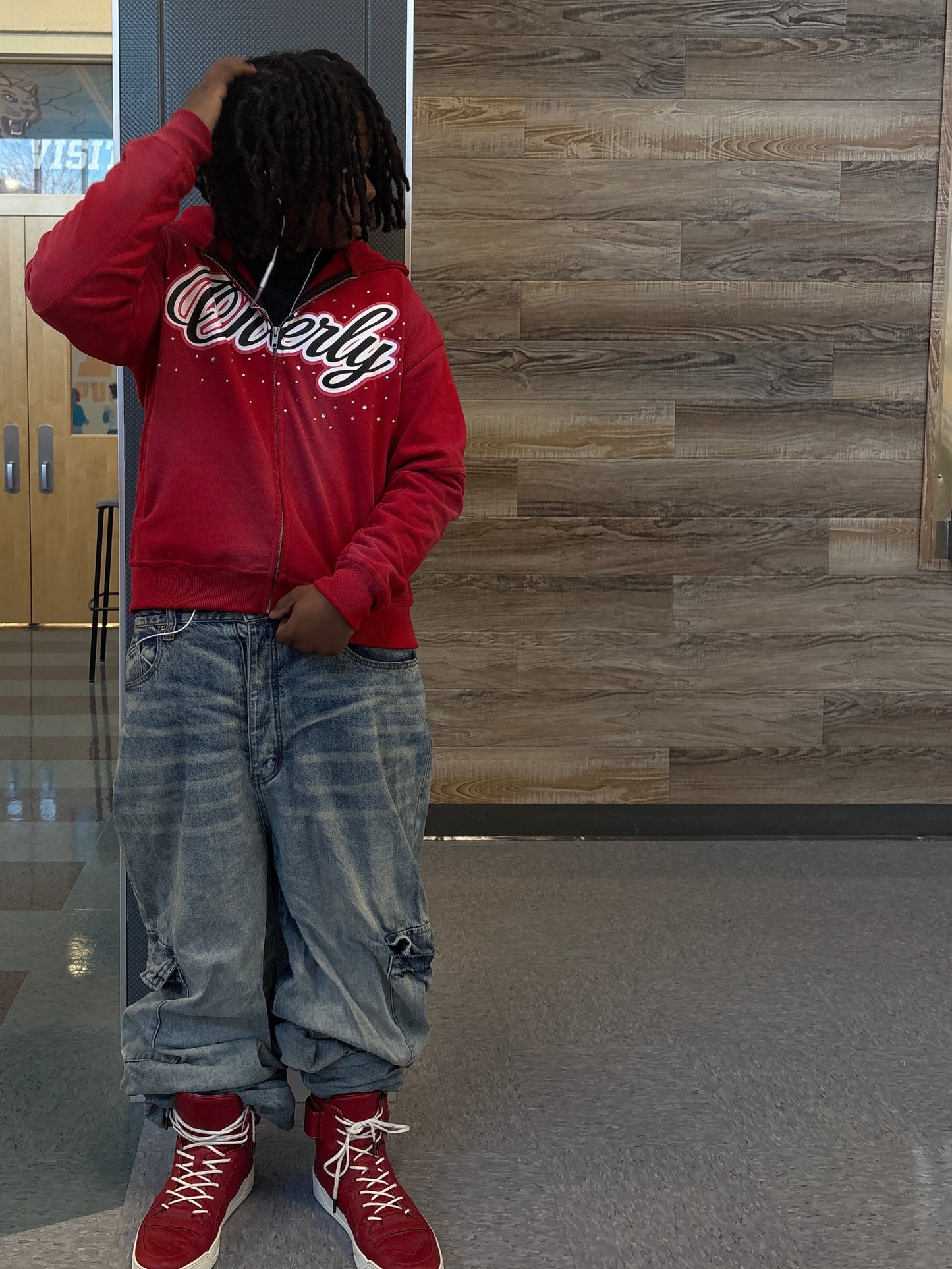OVERLY RED ZIP UP